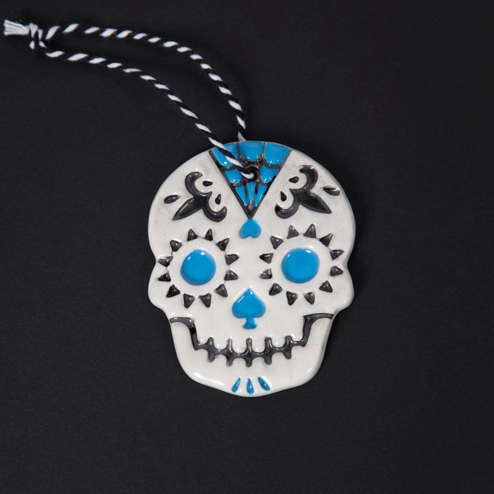 Blue Painted Spider Web Skull