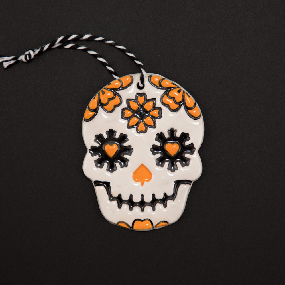 Orange Painted Carnation Skull