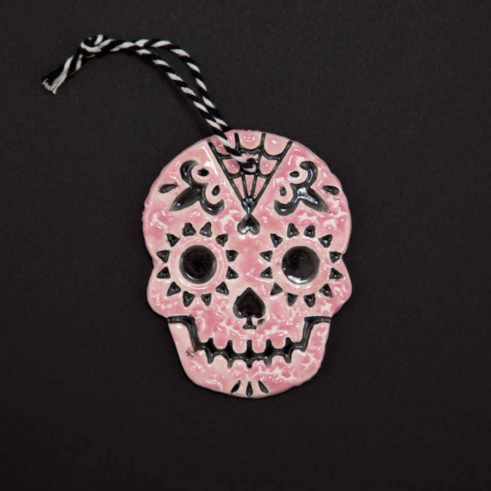 Pink Mottled Spider Web Skull