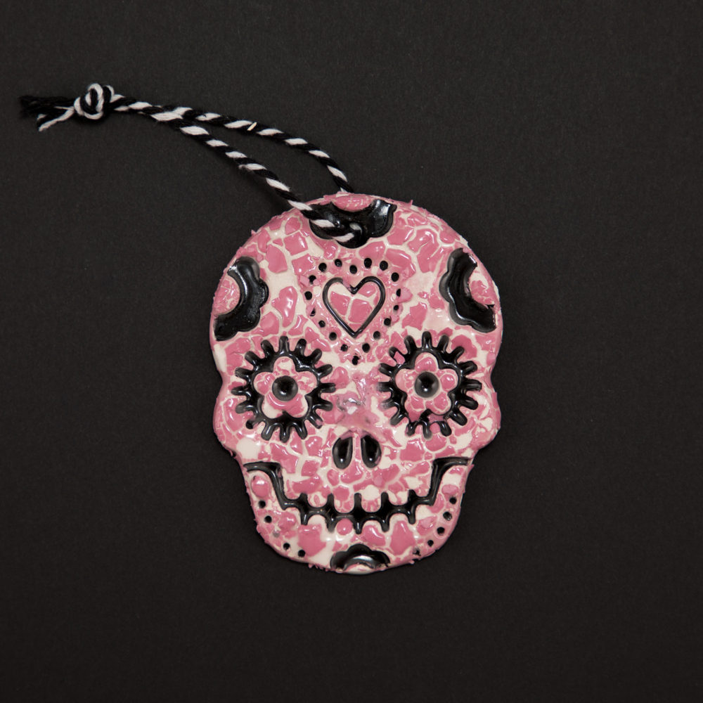 Pink Texture Heart Skull