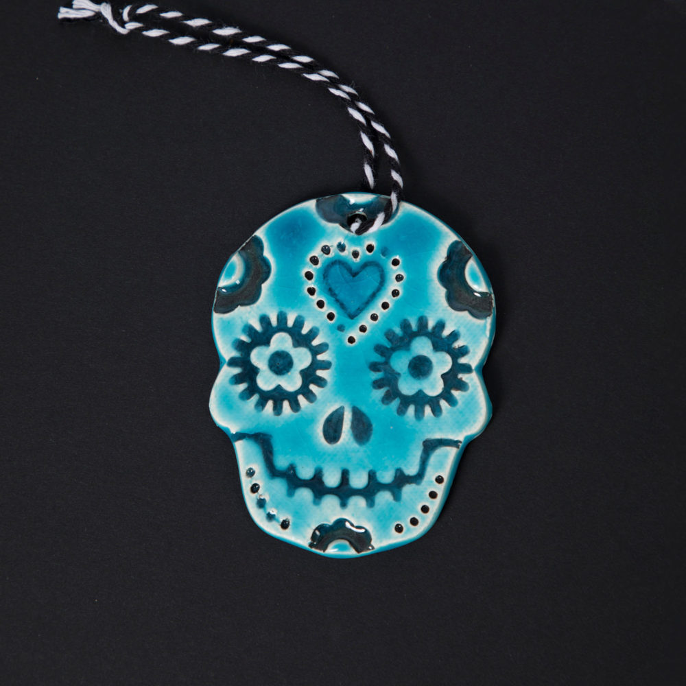 Turquoise Heart Skull